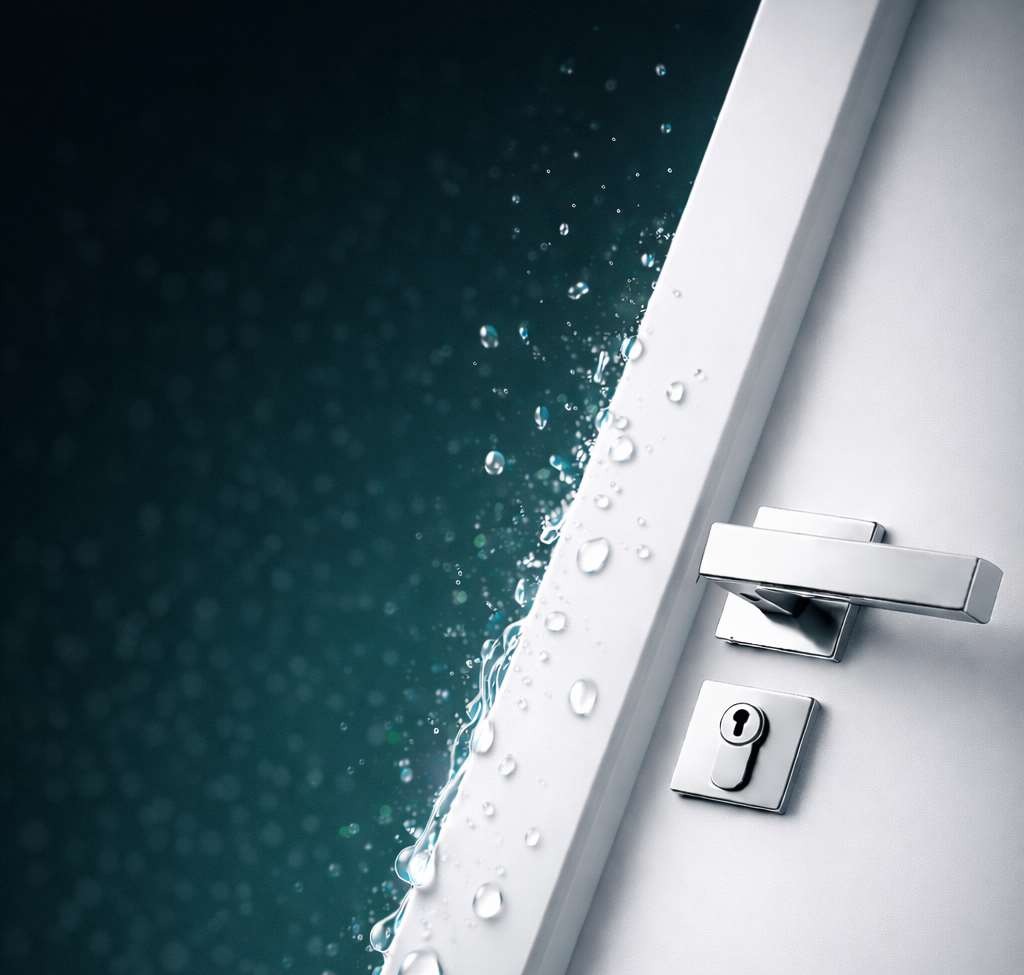 Detalhe de porta WPCORE resistente à água
