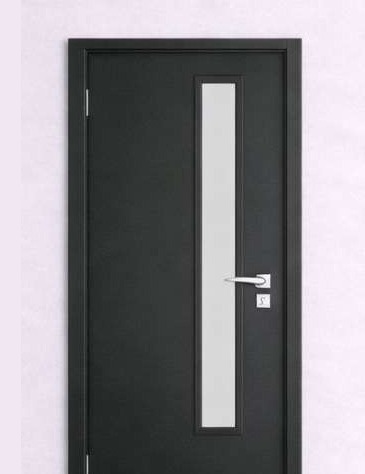 Porta WPC Requadro de Vidro — Preto