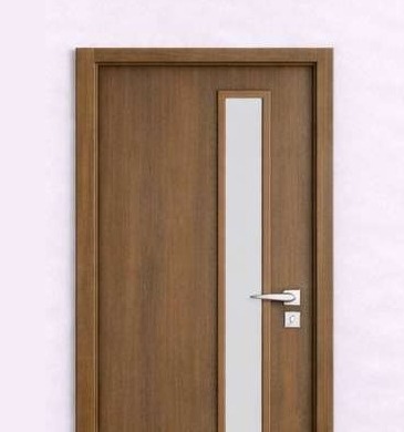 Porta WPC Requadro de Vidro — Nogueira